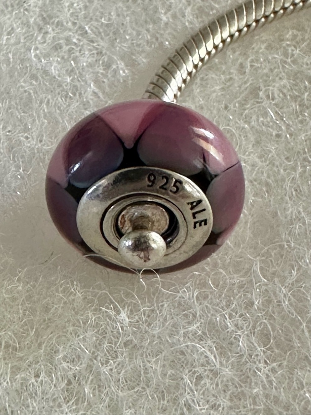Pandora Lavender and Pink Murano Glass Charm Bead